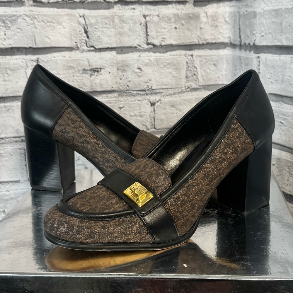 KORS Michael Kors Loafer Women | Logo Print Padma Block Heel | Size 10